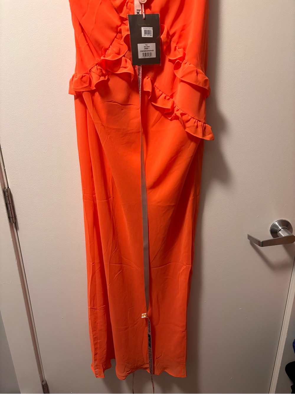 NWT House of CB Pixie Flame Orange Ruffle Maxi Dress L - Picture 10 of 14